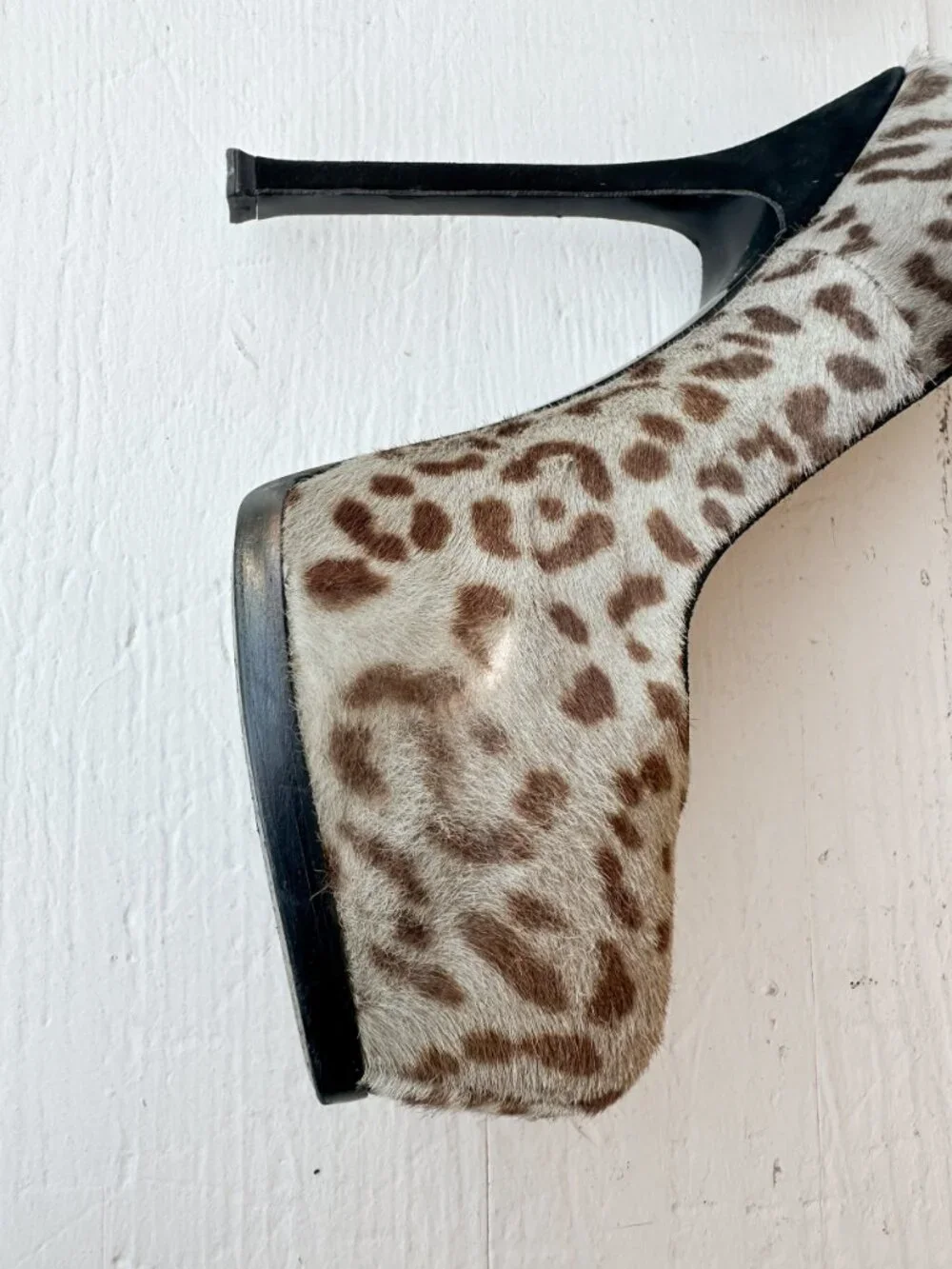 Yves Saint Laurent Tribtoo Leopard Pony Hair Heels - Size 40.5